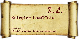 Kriegler Lavínia névjegykártya