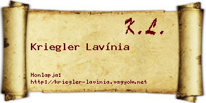 Kriegler Lavínia névjegykártya